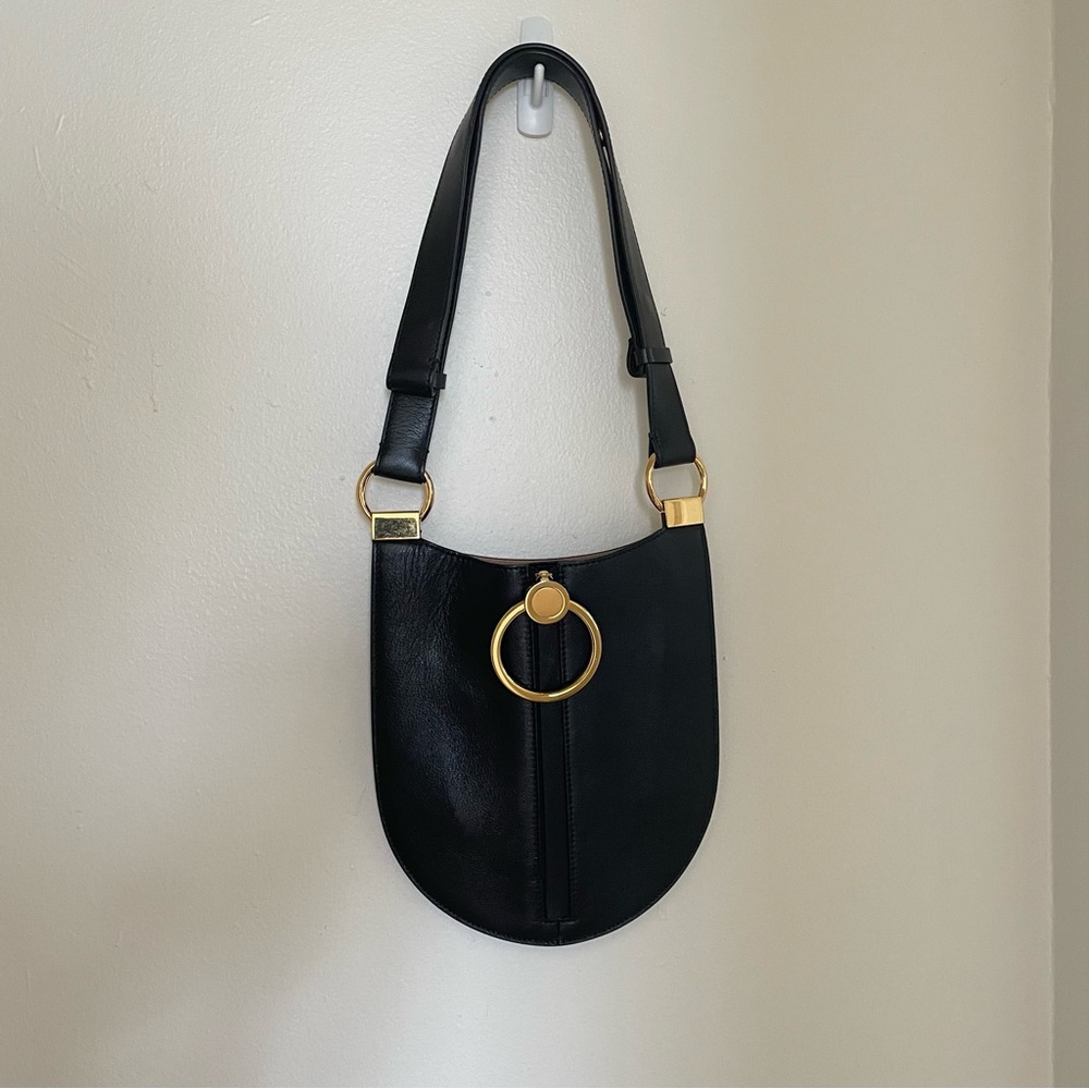 Marni Black and Gold Crescent Shoulder Bag in Small